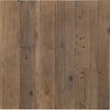Close-up overhead shot showcasing the natural wood grain knots and planked construction of the walnut finished tabletop