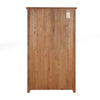 Rear view showing the solid finished wood back panel of the reclaimed pine china cabinet