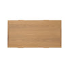 Overhead view highlighting the smooth wood grain surface and rectangular proportions of the tabletop