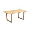 Overhead bird's-eye view of the rectangular oak tabletop highlighting the authentic light wood grain patterns
