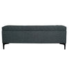 Front perspective of the Reece storage bench upholstered in a cool slate blue textured fabric