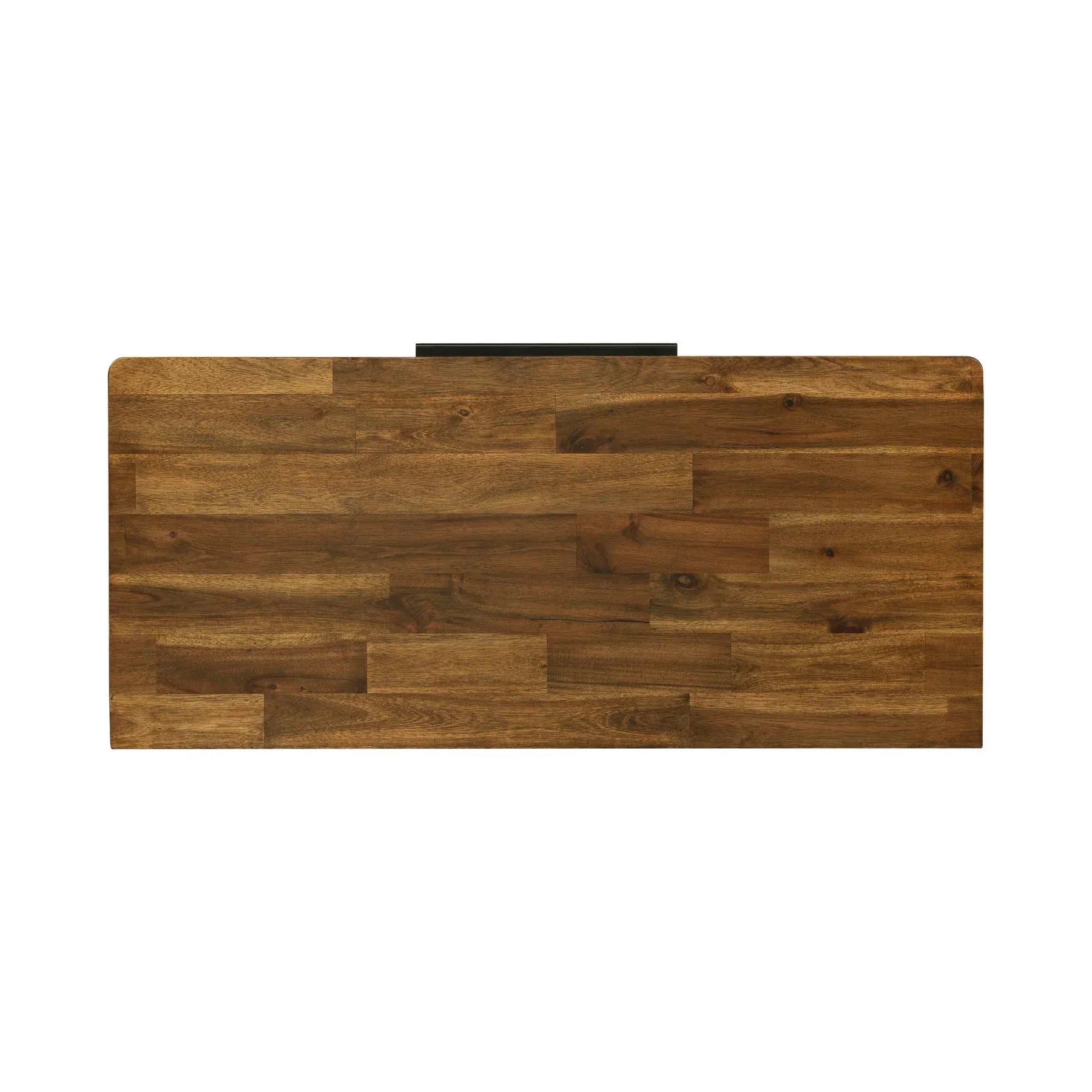 Top-down perspective view showcasing the expansive solid wood surface and natural grain texture