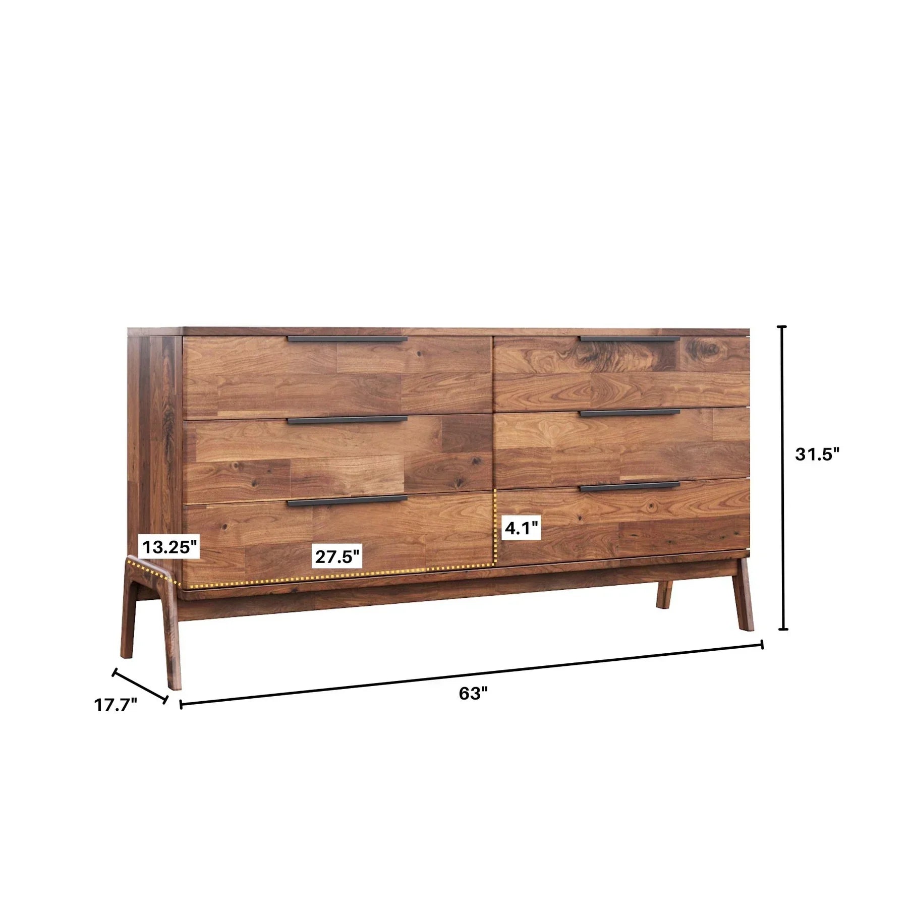 Technical diagram indicating a 31.5-inch total height, 63-inch width, and 17.7-inch depth