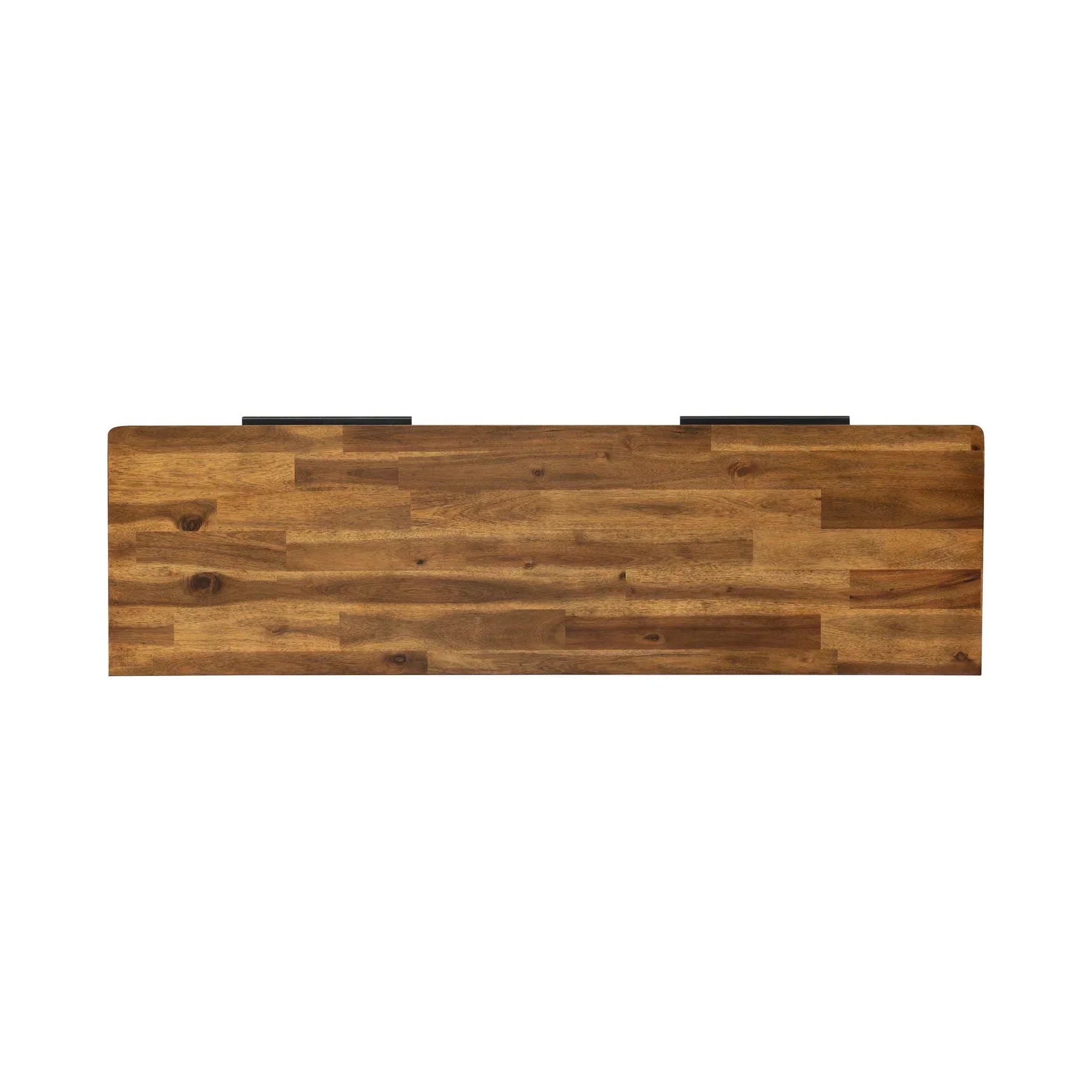 Top-down perspective view showcasing the expansive solid wood surface and natural grain texture