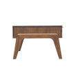 Side profile view showcasing the clean architectural lines and mid-century modern tapered leg construction