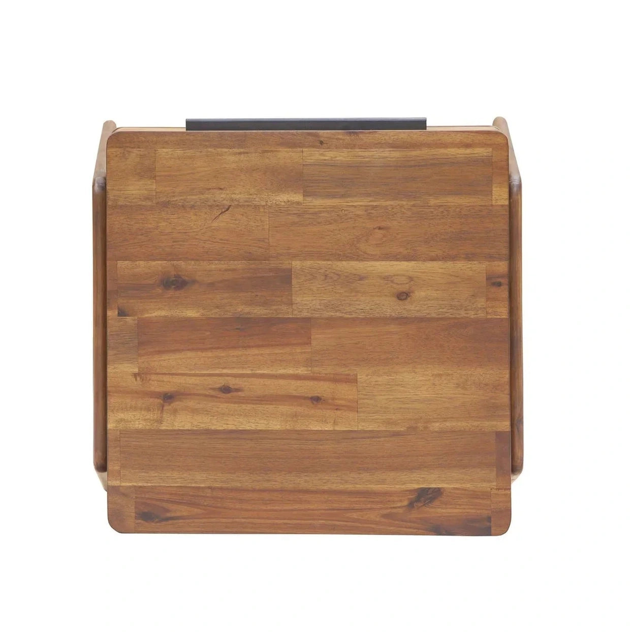 Direct overhead view showcasing the natural wood grain patterns and smooth finish of the rectangular tabletop surface