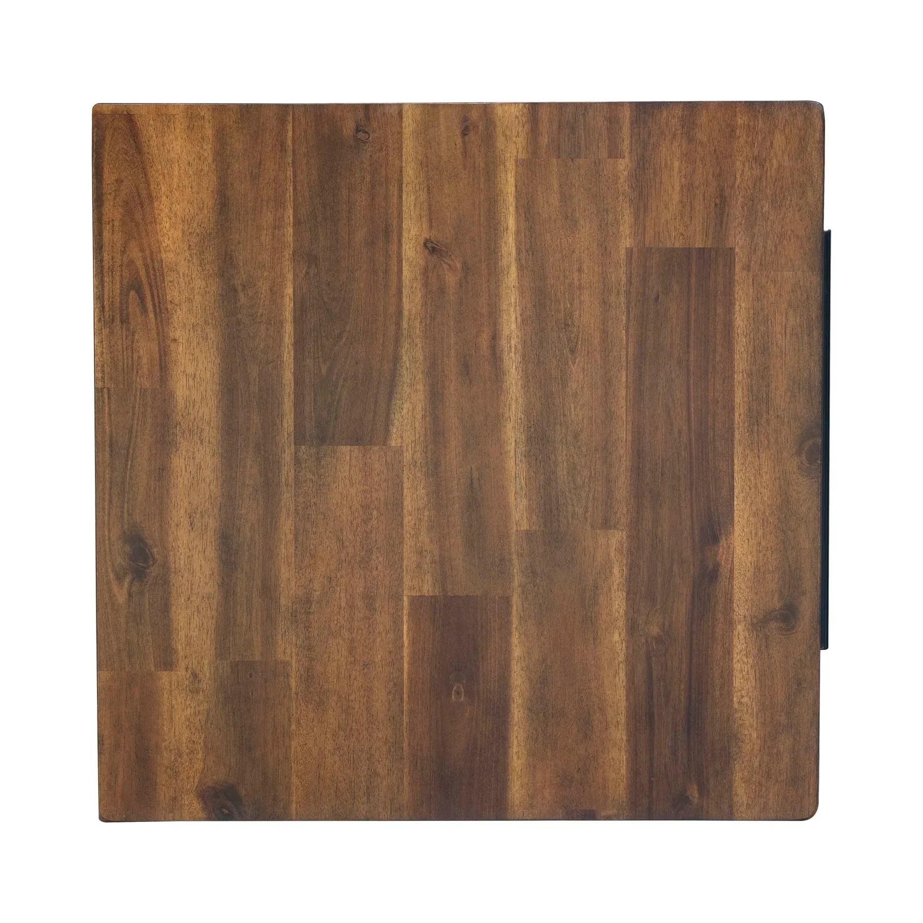 Front view of the Remix nightstand featuring a rich walnut finish, a single drawer with a slim black handle, and an open upper storage shelf