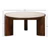 Technical view with dimension lines showing the 35.4-inch diameter and 13.8-inch height of the Remix coffee table