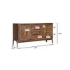 Technical line drawing providing detailed measurements for the sideboard height width and depth