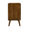 Direct side profile view emphasizing the clean vertical lines and the integrated tapered leg design