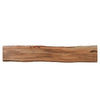 Direct top-down perspective showcasing the unique live-edge silhouette and rich wood tones of the Restore bench