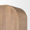Close-up shot focusing on the intricate reverse fluted pattern and precise wood joinery of the arched top