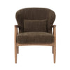 Rhodes club chair in brown fabric with wood frame front view