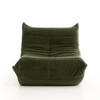 Straight-on view of the Rigo chair in a rich dark brown chocolate corduroy fabric.