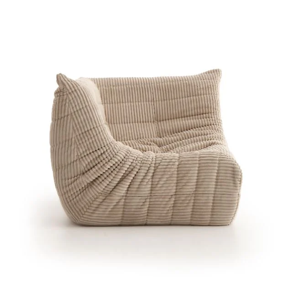 Corner accent chair beige angled view - hygge design house