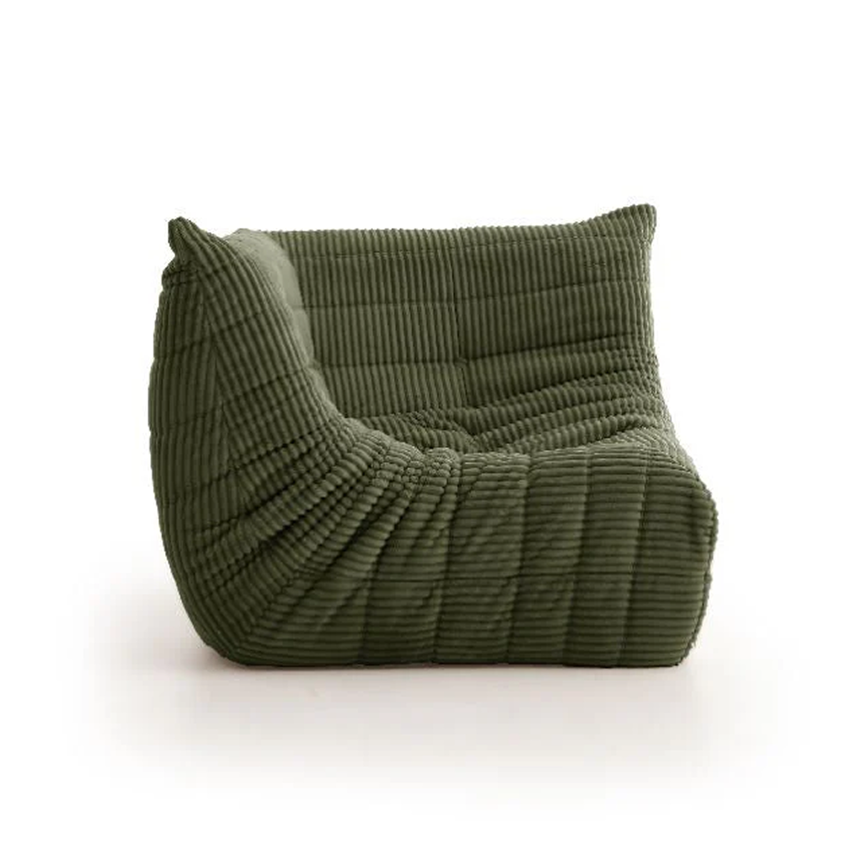 Corner accent chair green angled view - hygge design house