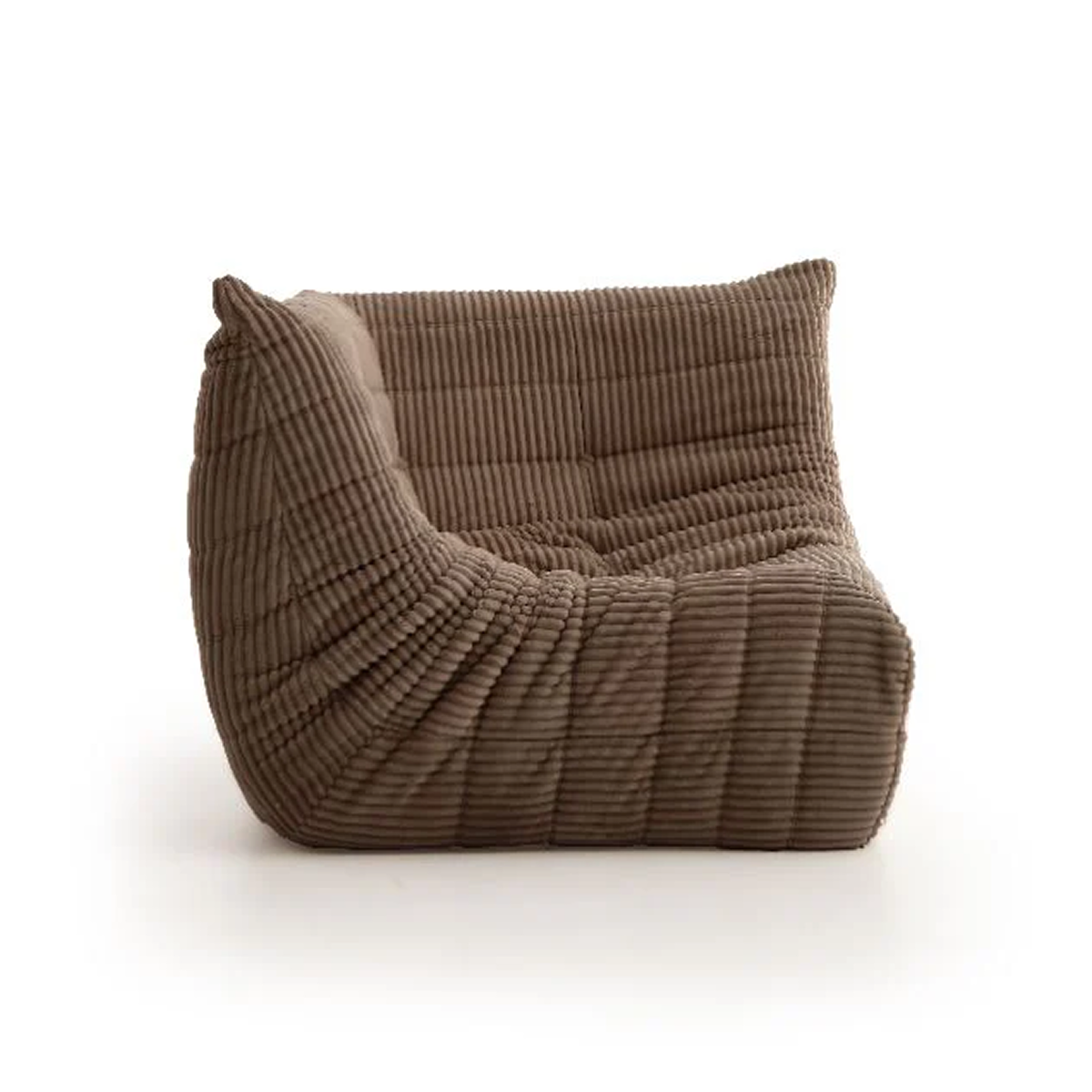 Corner accent chair brown angled view - hygge design house