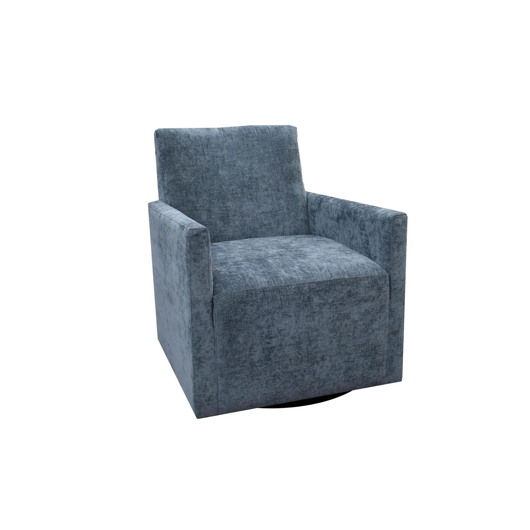 High-angle front view emphasizing the generous seating area and soft textured fabric