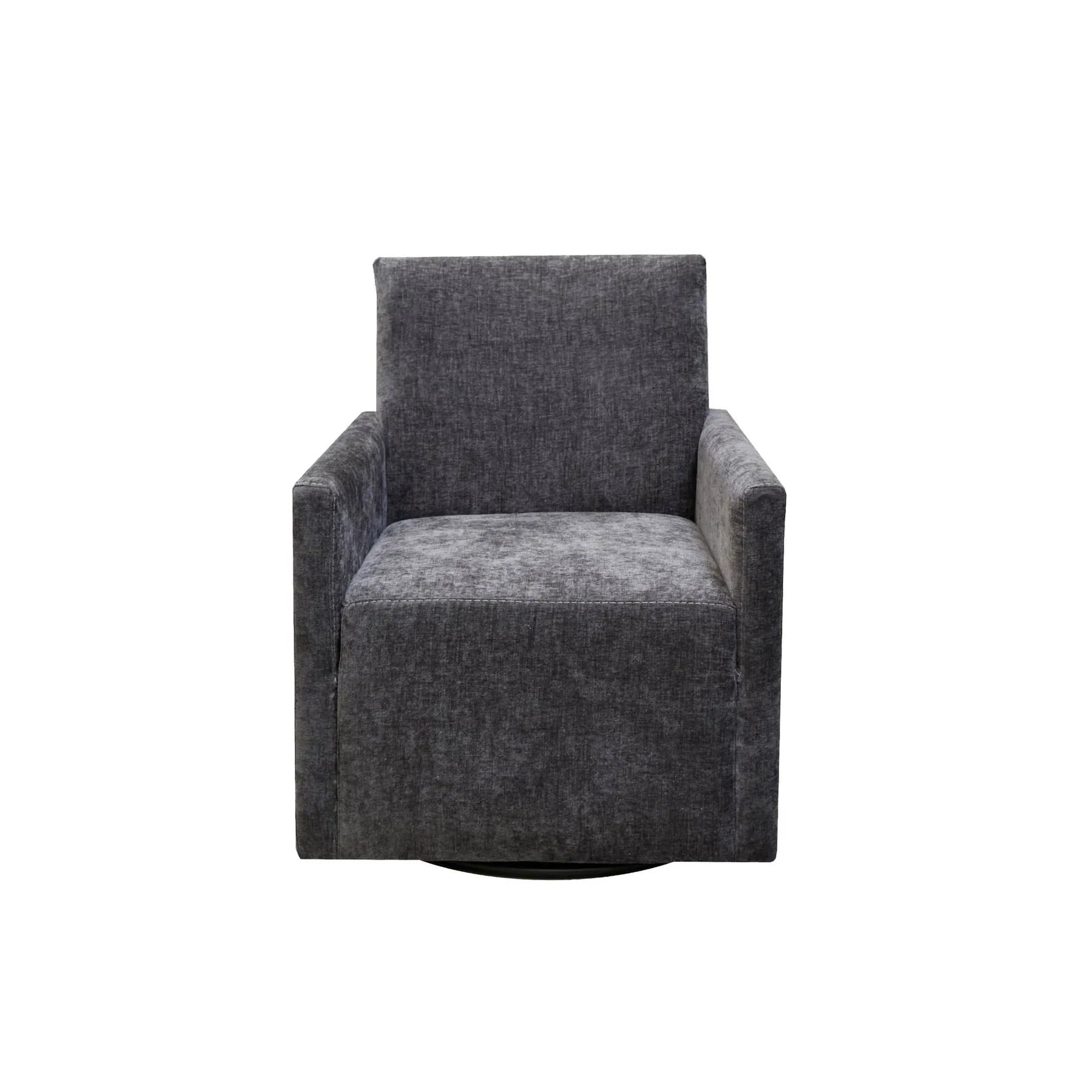 High-angle front view emphasizing the generous seating area and soft textured fabric