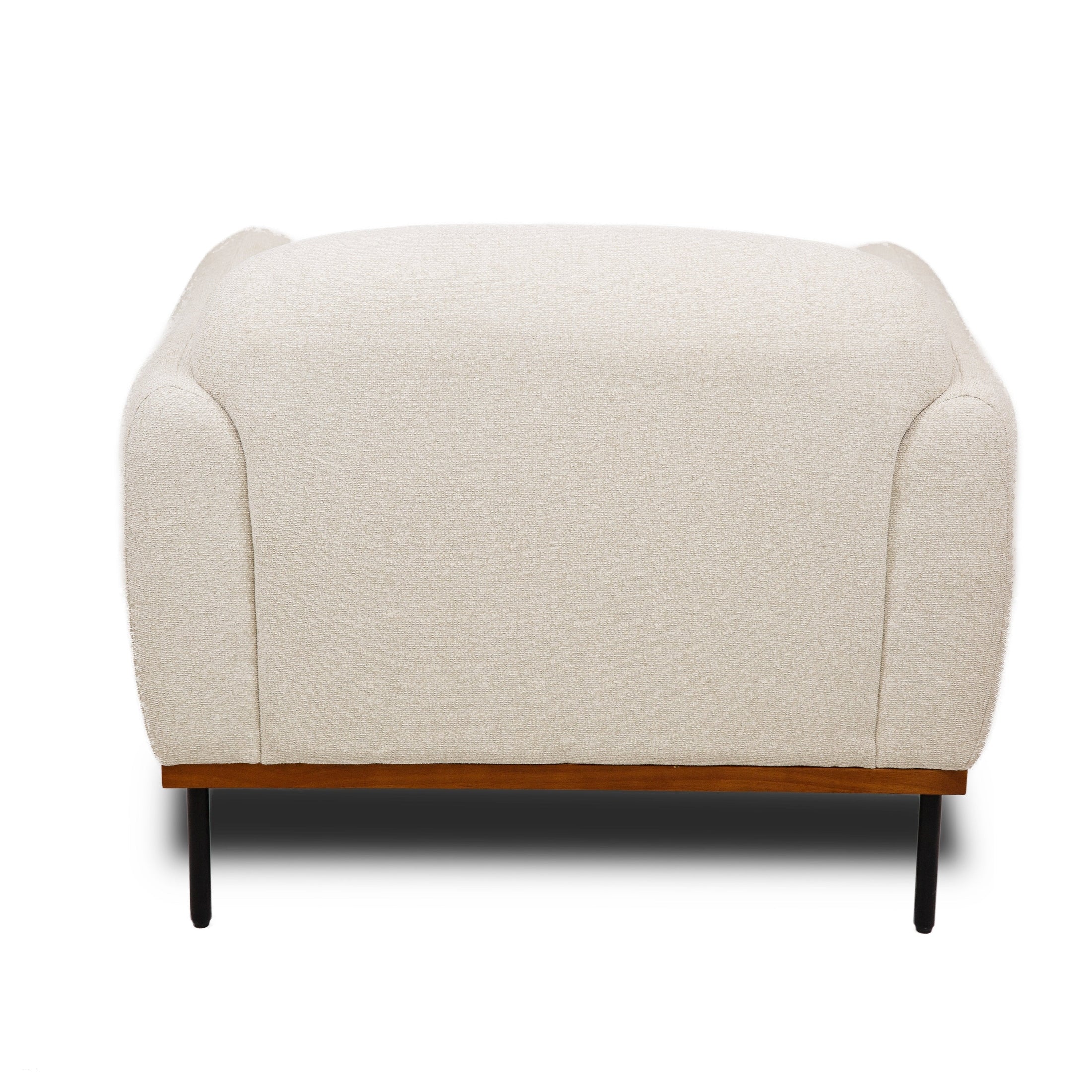 Front angled view of Rodeo accent chair in beige fabric