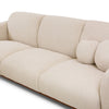 Perspective view of Rodeo Sofa in beige with soft cushions and rounded arms
