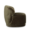 Side profile of the Rollo Club Chair showing the seamless wrap-around back and low-profile swivel base.