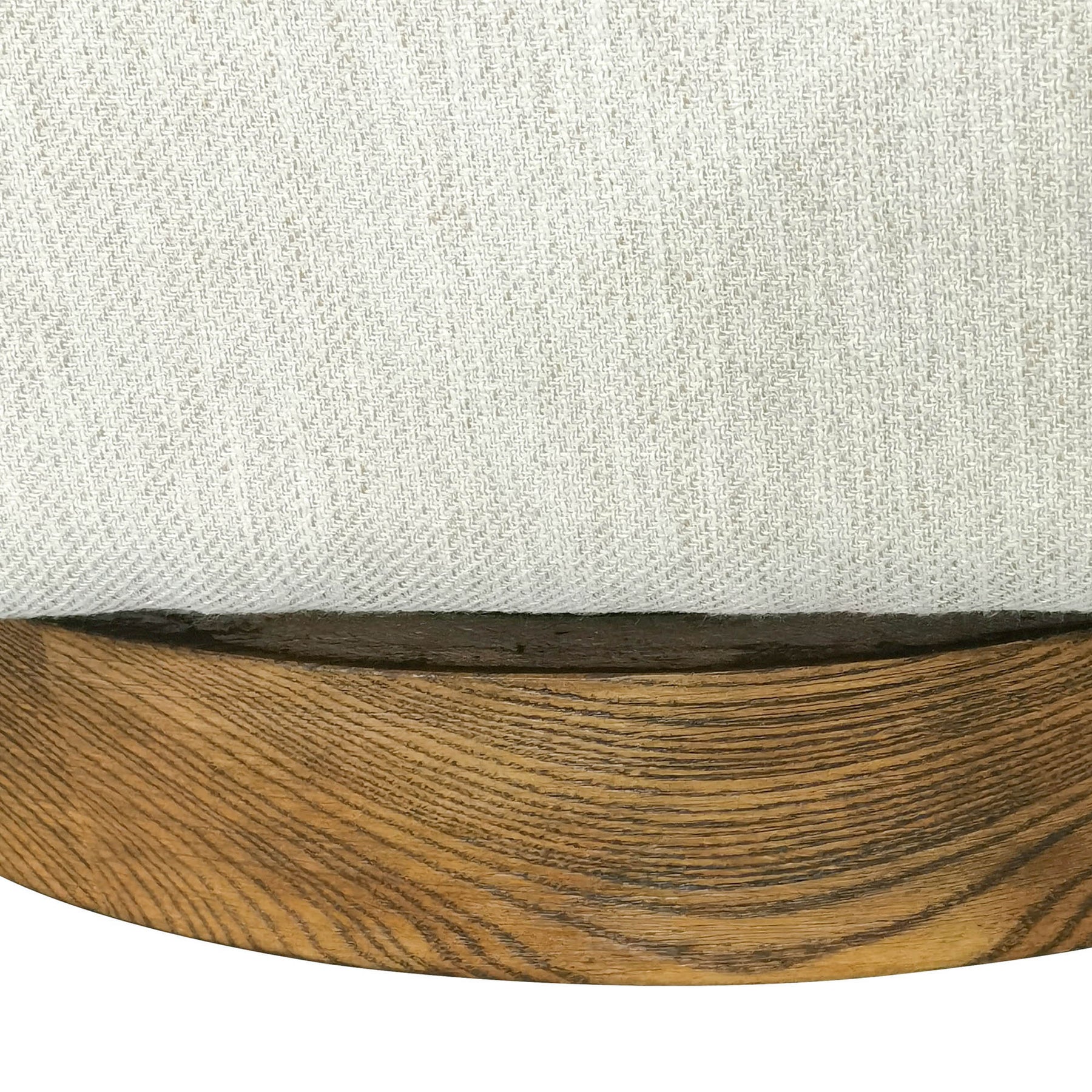 Detailed macro shot focusing on the natural wood grain and finish of the dark circular swivel base