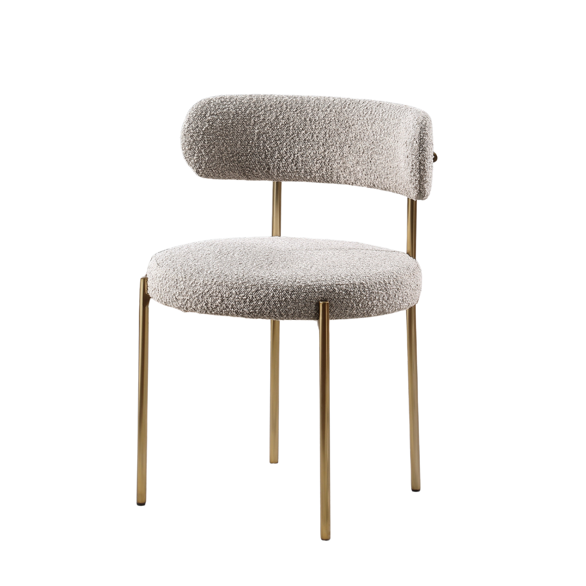 Ronda Boucle Fabric Dining Chair Brushed Brass