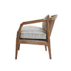 Rear angled view highlighting the wrap-around wooden frame and natural cane texture