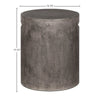 Product view highlighting the 15.75 inch diameter and 17.72 inch height dimensions of the concrete accent table