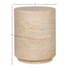 Product view highlighting the 14 inch diameter and 18 inch height dimensions of the solid stone cylinder table