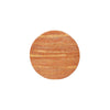 Direct overhead shot focusing on the unique swirling mineral patterns and warm earthy tones of the circular travertine top