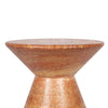 High-angle shot emphasizing the beveled edge of the tabletop and the rich multi-tonal red stone finish