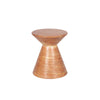 Straight-on front view showcasing the symmetrical conical base and polished organic texture of the red stone side table