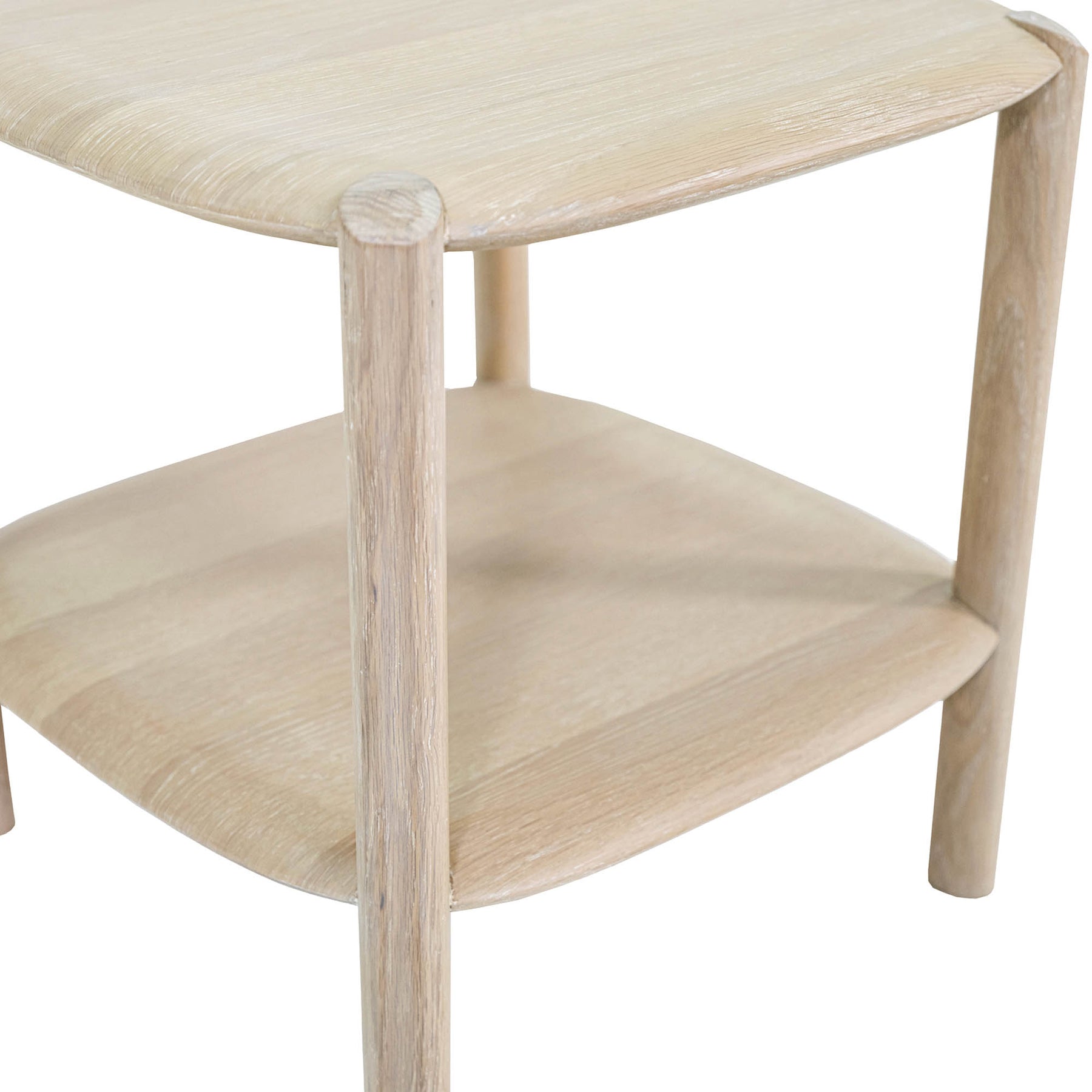 Close-up shot focusing on the smooth sanded finish and the integrated leg-to-tabletop connection points