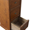 Close-up perspective view focusing on the bottom drawer fully extended to reveal the high-quality wood joinery