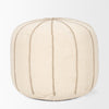 Direct front perspective showcasing the soft rounded silhouette and consistent vertical stitch pattern of the Sachi pouf