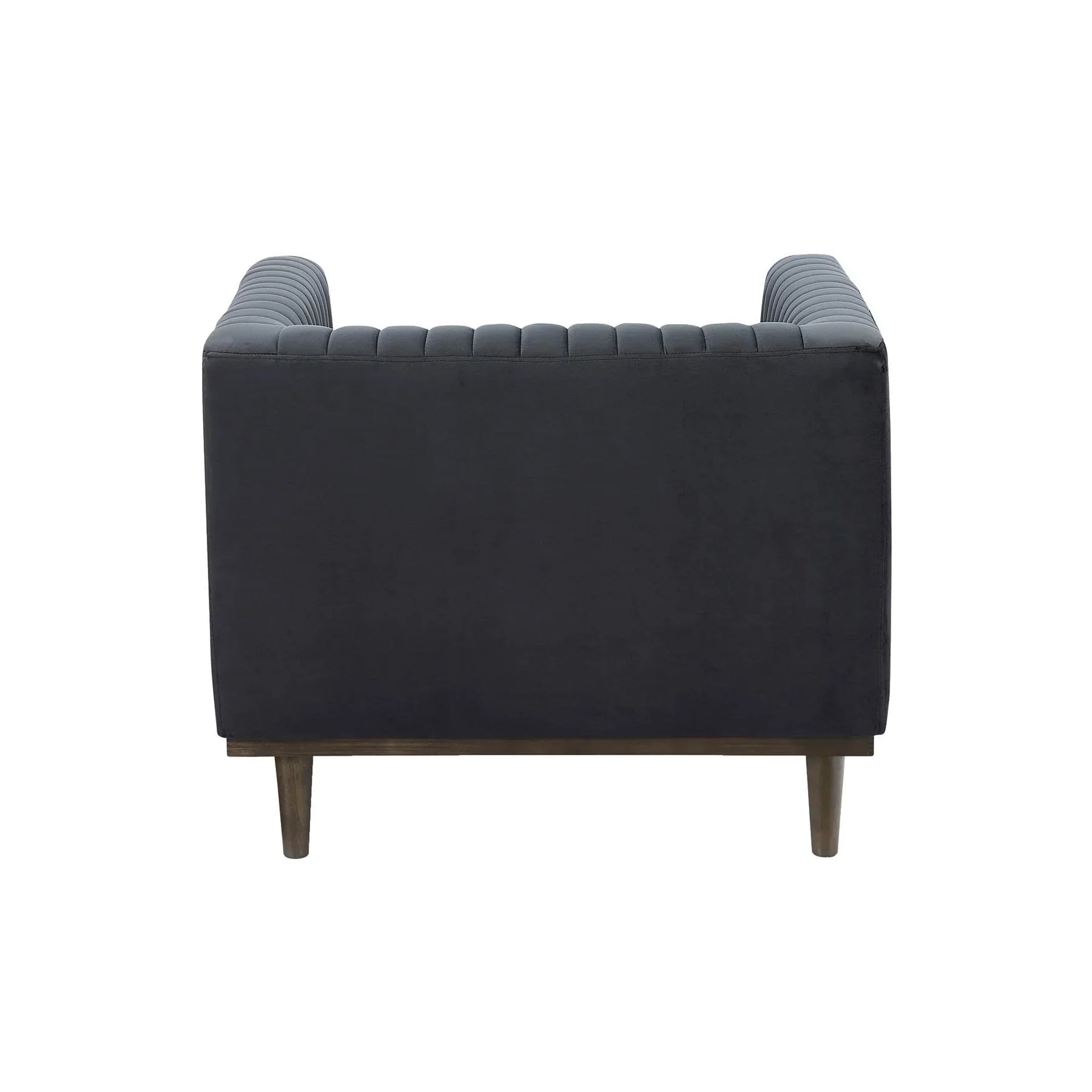 Direct back view highlighting the smooth finish and architectural presence of the Sage armchair