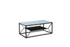 Sasha coffee table with marble top and black metal frame, modern rectangular coffee table with lower shelf for contemporary living room