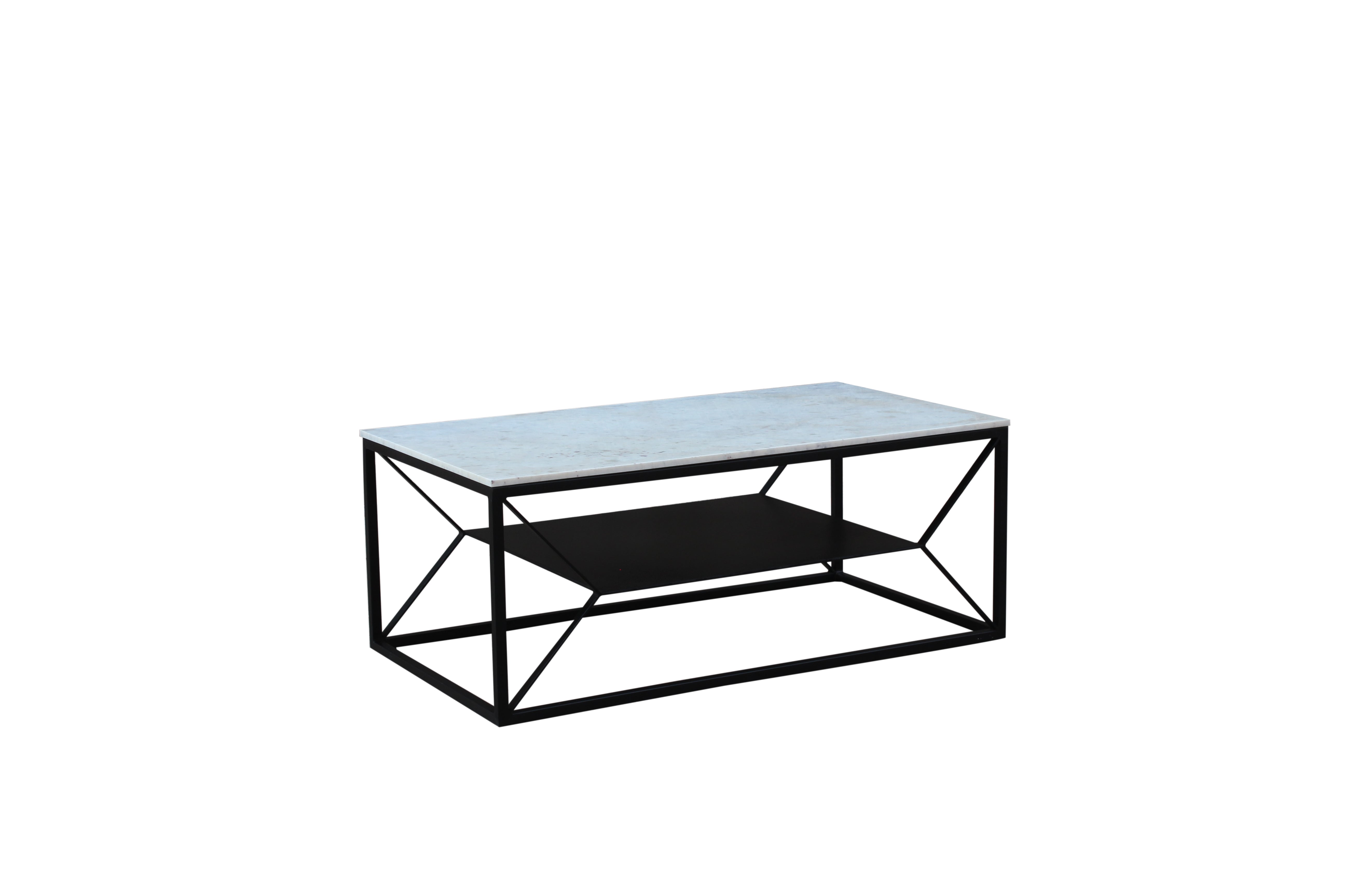 Sasha marble coffee table with black metal legs, modern rectangular living room coffee table in contemporary style