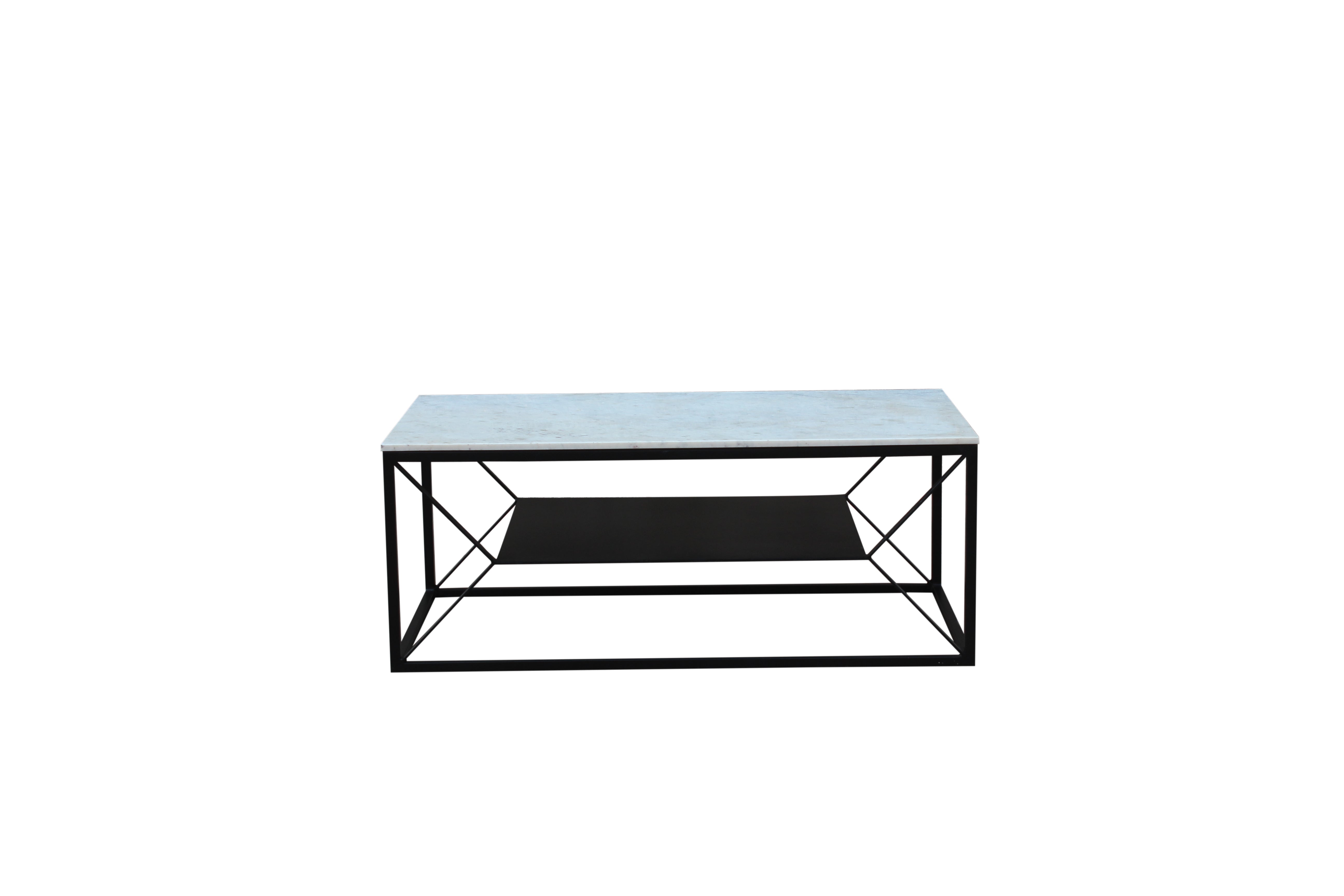 Sasha marble coffee table with black metal legs, modern rectangular living room coffee table in contemporary style