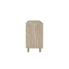 Side profile view emphasizing the slim depth and the elegant rounded vertical edges of the dresser frame