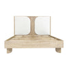 Alternate side-angle perspective focusing on the unique blend of natural wood and textured fabric materials