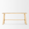 Front view of the Sekou console table in light brown natural wood featuring a minimalist craftsman design and organic tapered legs