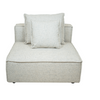 Frontal view of a single Skive armless modular chair unit in Quartz textured fabric