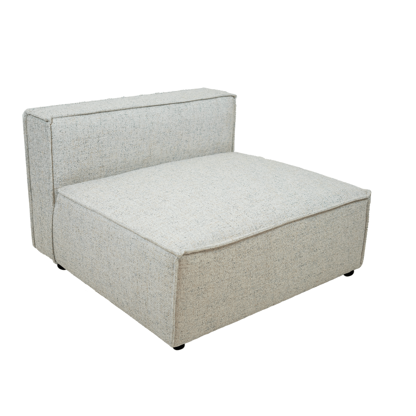 Full view of the Skive 5 Piece Modular Set in Quartz grey fabric featuring multiple matching back pillows