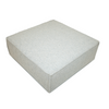 Angled perspective of the Skive modular ottoman in Quartz grey textured fabric