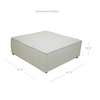 Product dimensions diagram for the Skive modular ottoman in Quartz fabric