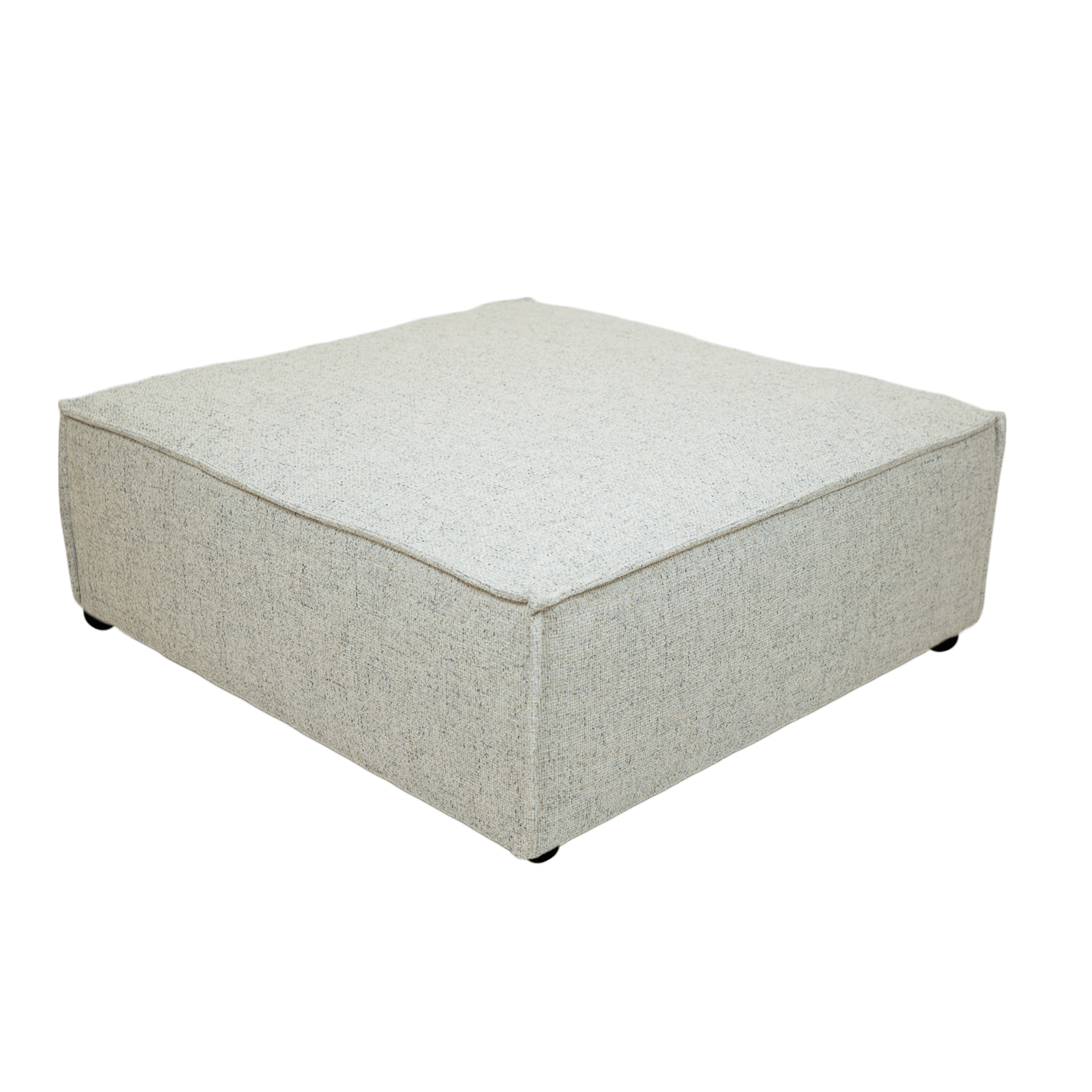 Full view of the Skive 5 Piece Modular Set in Quartz grey fabric featuring multiple matching back pillows