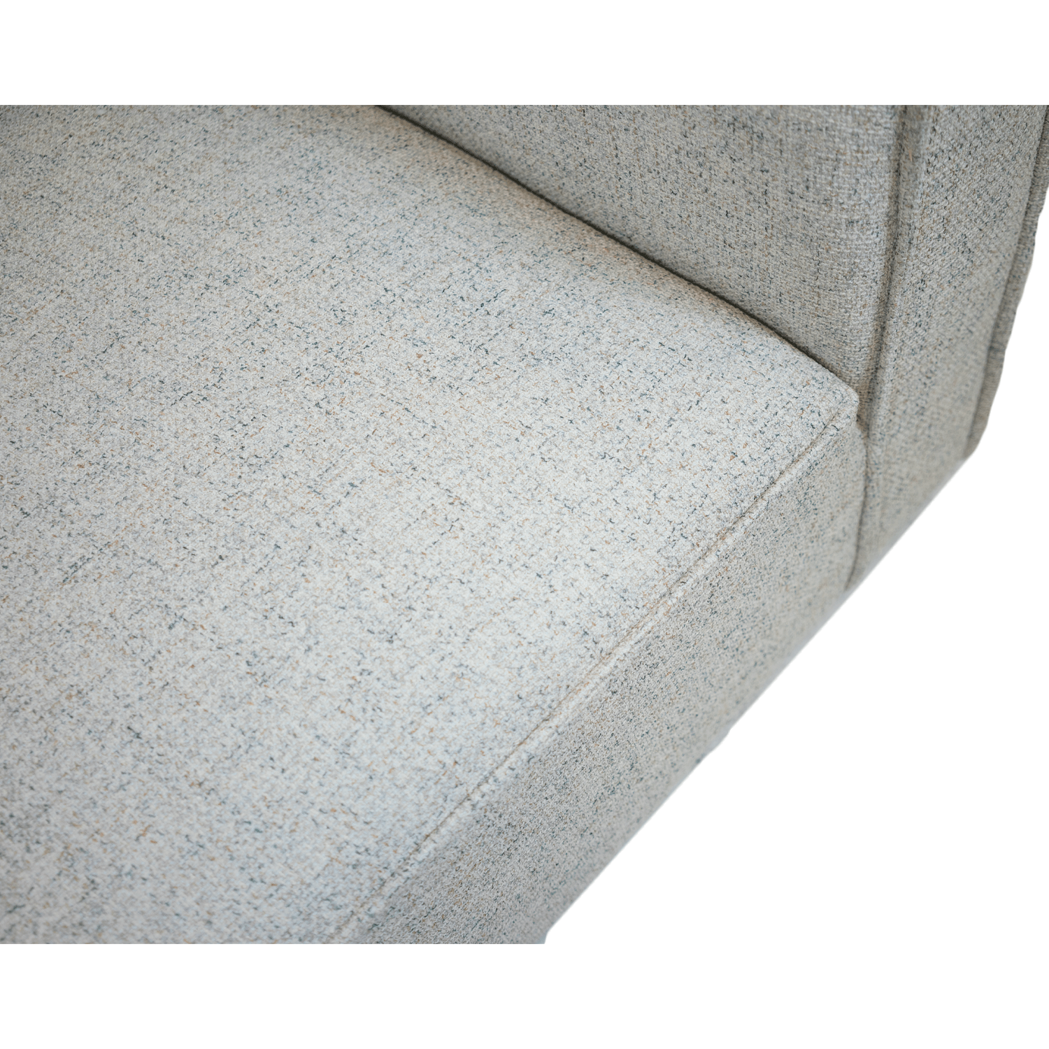 Full view of the Skive 5 Piece Modular Set in Quartz grey fabric featuring multiple matching back pillows
